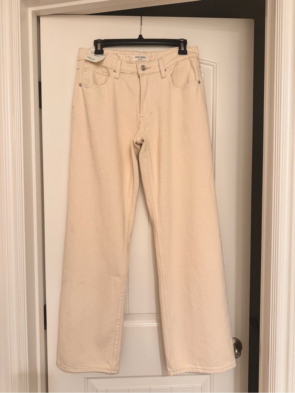Love Soho Denim Cream wideLeg Jeans size 9 NWT